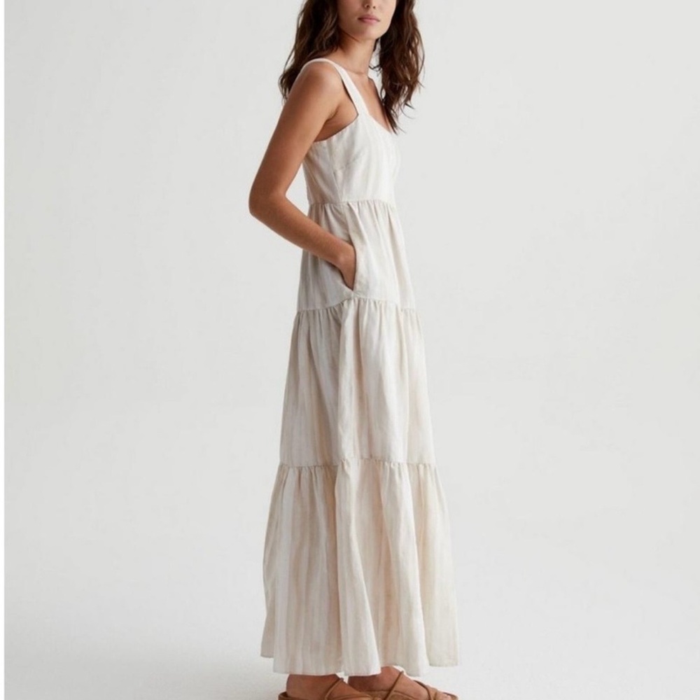 NWT AG Adriano Goldschmied Cream Tiered Maxi Dress
